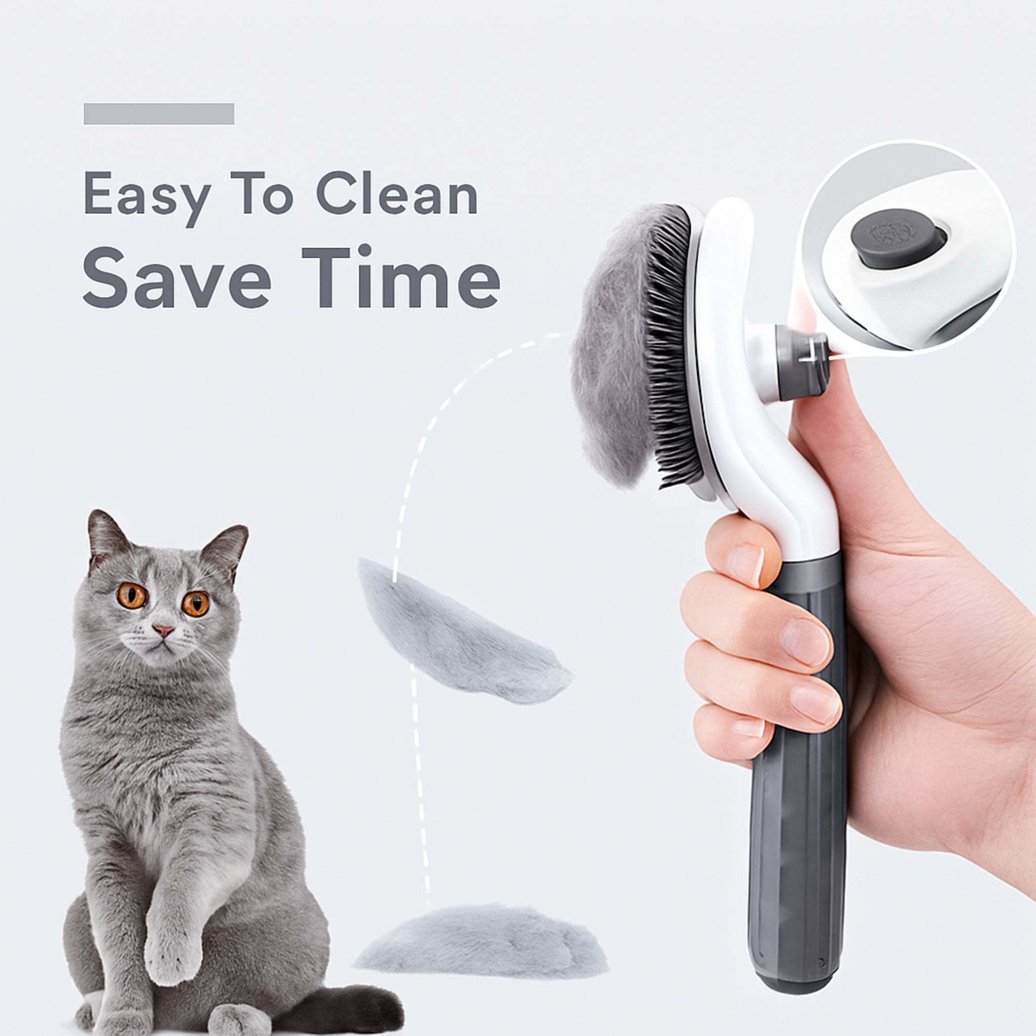 Self-Cleaning Cat Brush | Soft Silicone Slicker for Shedding & Grooming