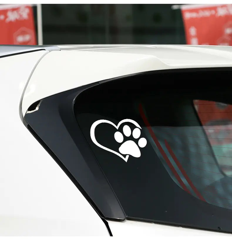 Heart Paw Vinyl Decal for Cars - Reflective Dog Print