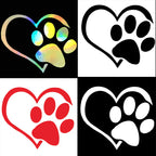 Heart Paw Vinyl Decal for Cars - Reflective Dog Print