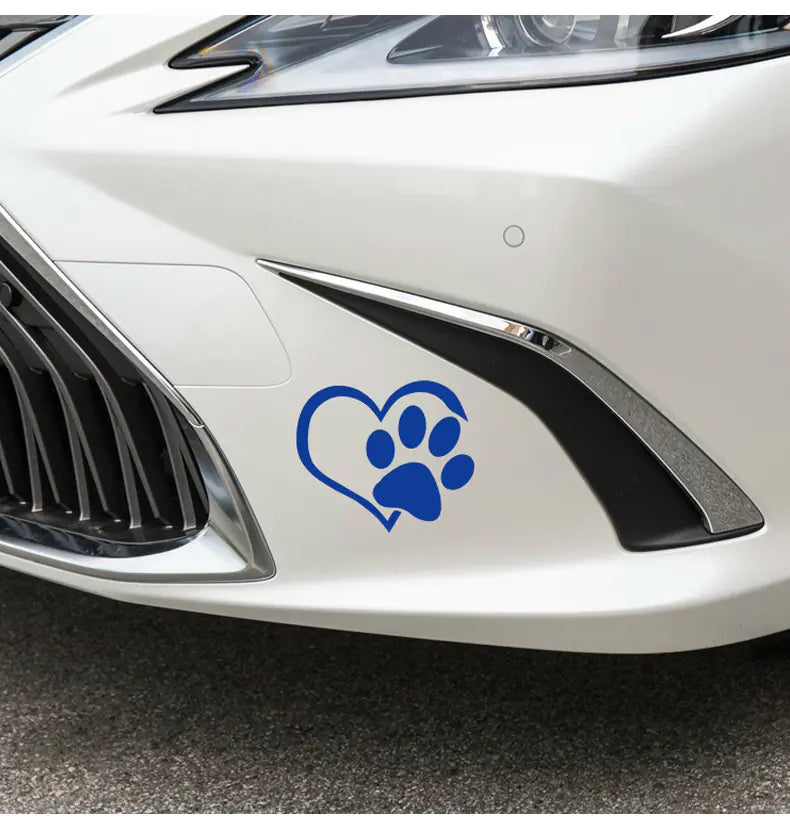 Heart Paw Vinyl Decal for Cars - Reflective Dog Print
