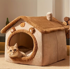 Indoor Heated Cat House with Removable Heating Pad