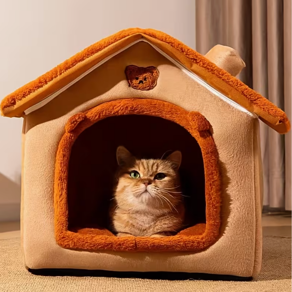 Indoor Heated Cat House with Removable Heating Pad