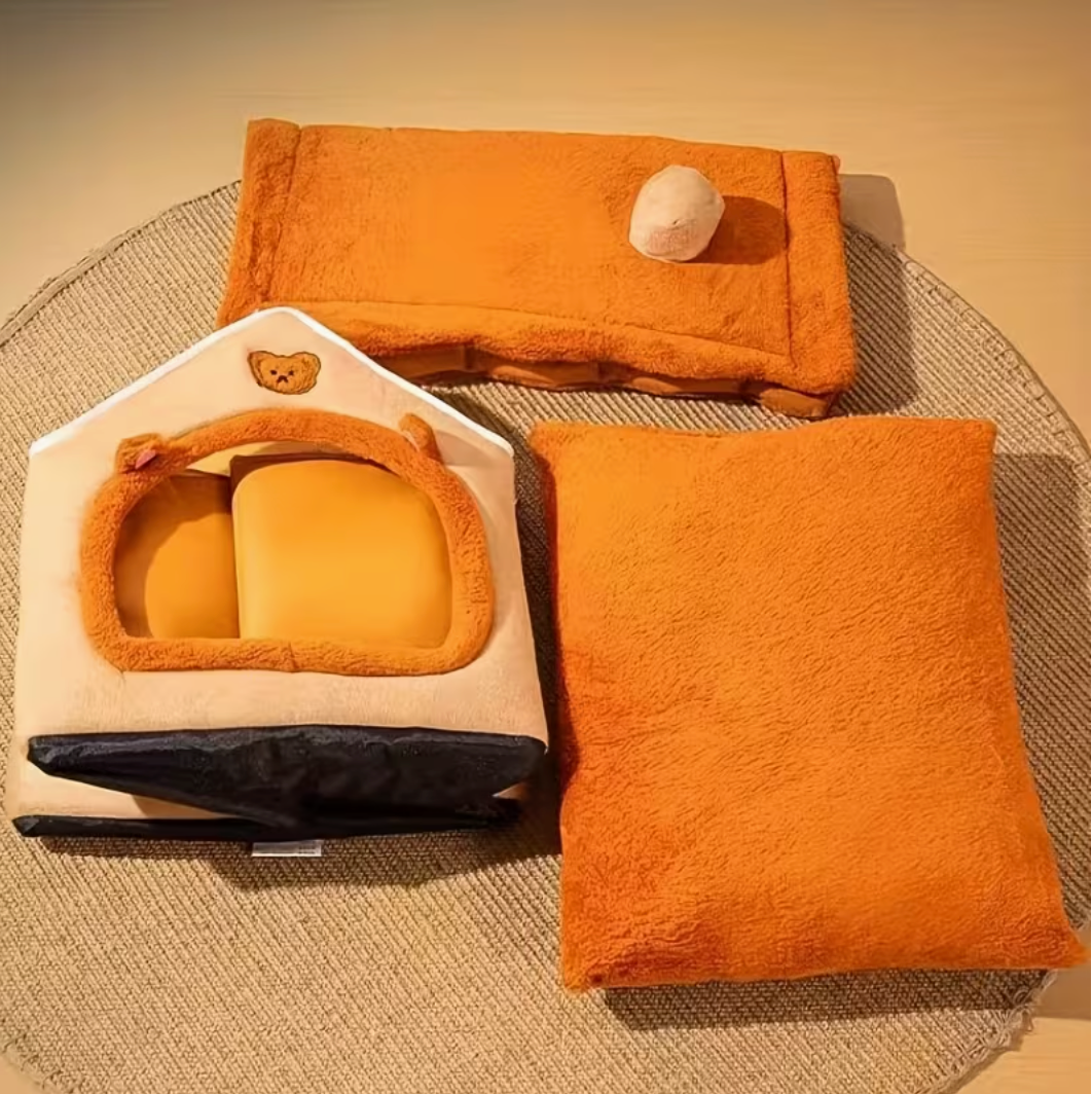 Indoor Heated Cat House with Removable Heating Pad