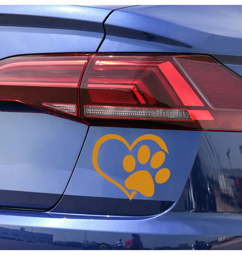 Heart Paw Vinyl Decal for Cars - Reflective Dog Print