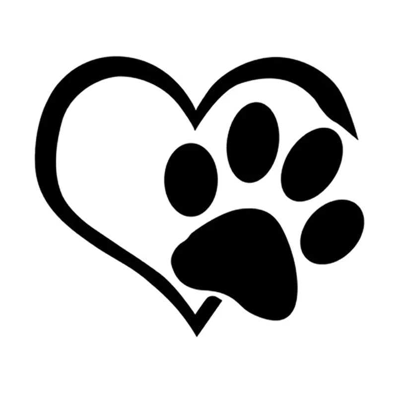 Heart Paw Vinyl Decal for Cars - Reflective Dog Print